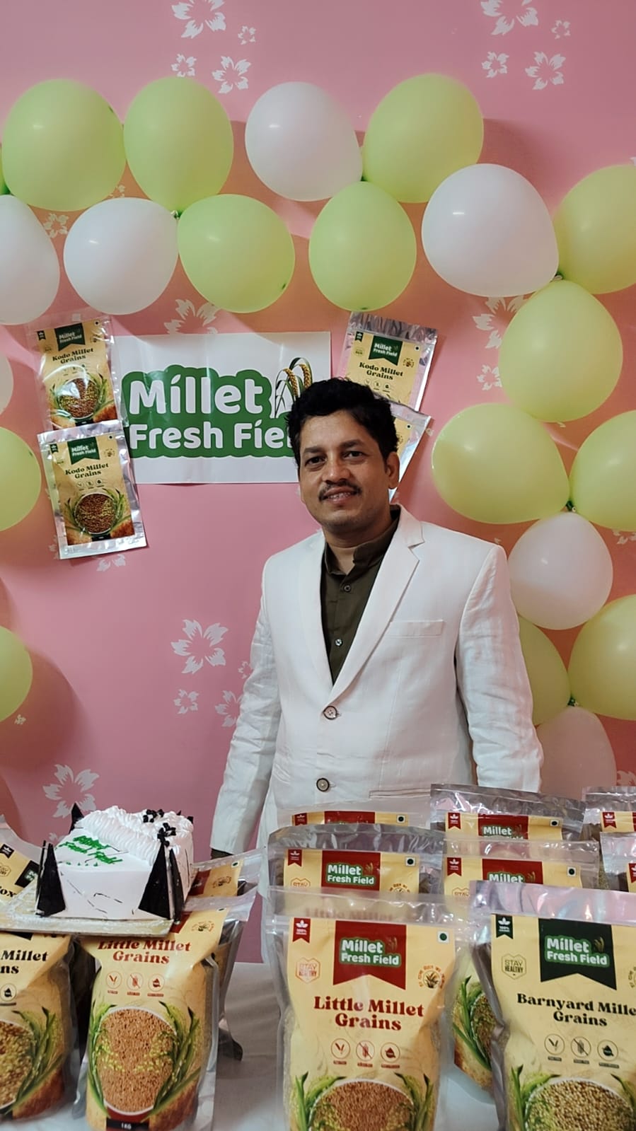 Millet Fresh Field brand display with products