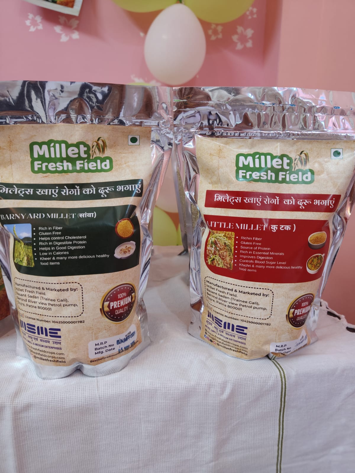 Foxtail and Kodo Millet flour packages